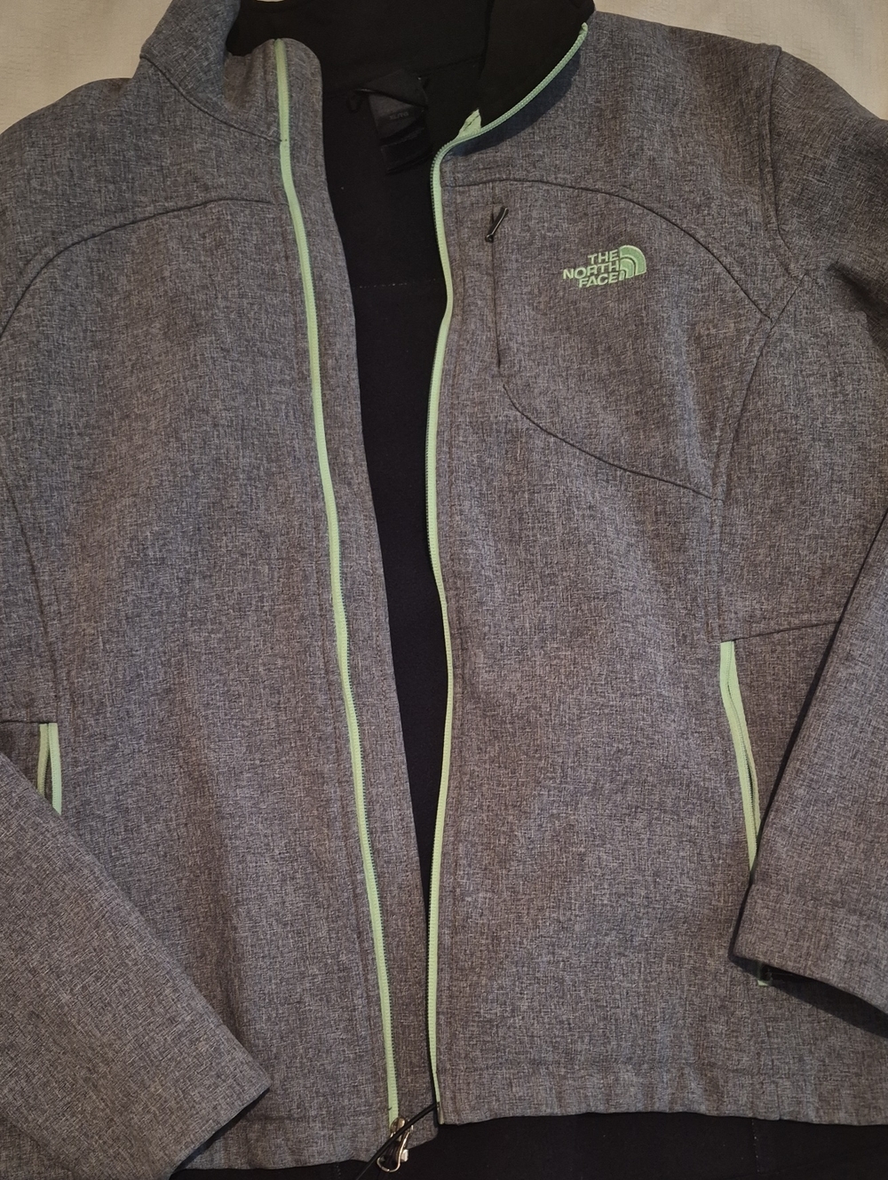 The North Face Gray Jacket with Mint Trim
